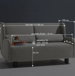 Wohnen Schlafsofas*Hellgraue Funktionscouch mit Schlaffunktion - Laos