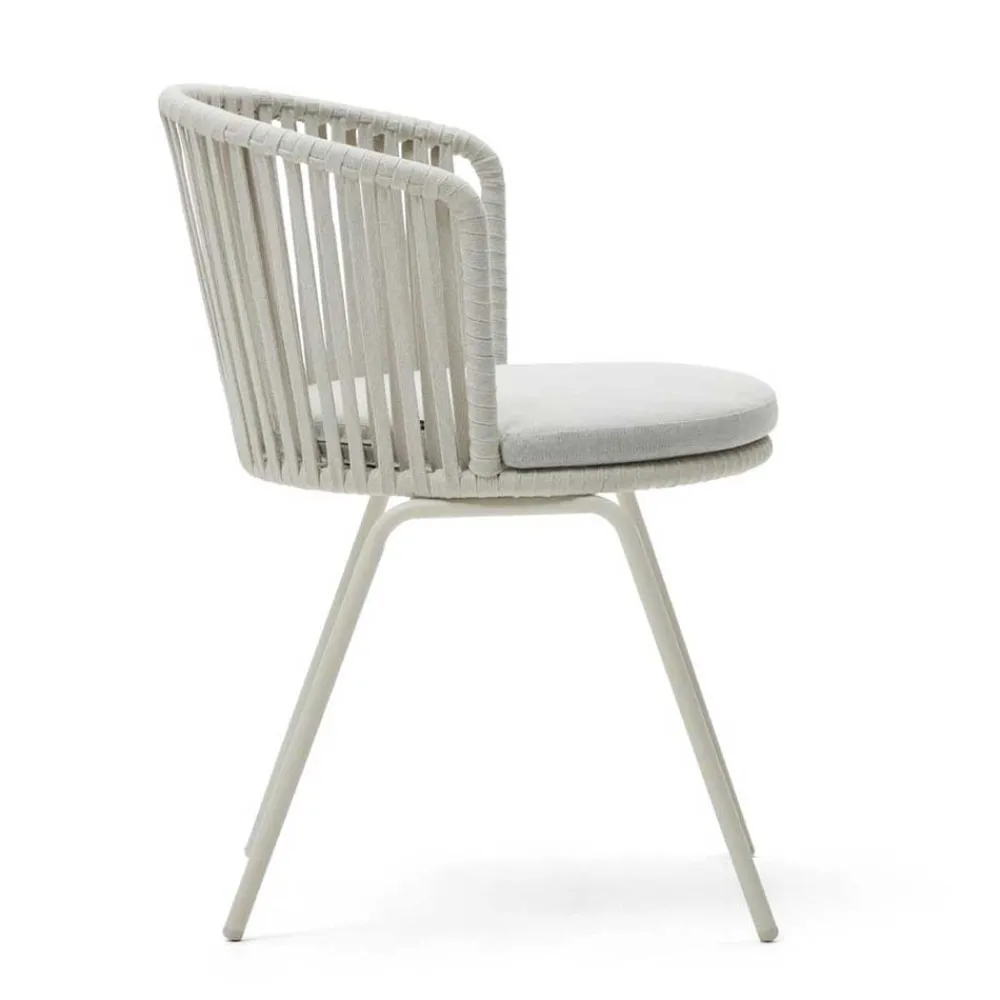 Wohnen Hellgraue Gartenstühle aus Kordel - Larosca (4er Set)