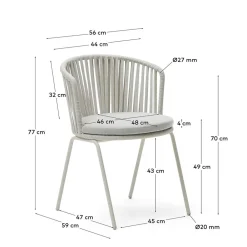 Wohnen Hellgraue Gartenstühle aus Kordel - Larosca (4er Set)