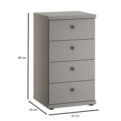 Wohnen Graue Möbel|Landhausmöbel*Hellgraue Hochkommode 47x86x42 cm - Ridonna