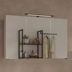 Wohnen Bad-Spiegelschränke*Hellgrauer Bad-Spiegelschrank 3-türig - Adendras