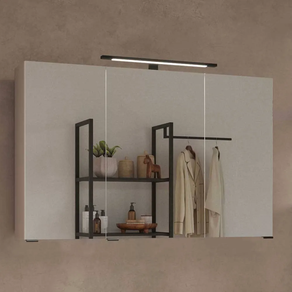 Wohnen Bad-Spiegelschränke*Hellgrauer Bad-Spiegelschrank 3-türig - Adendras