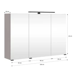 Wohnen Bad-Spiegelschränke*Hellgrauer Bad-Spiegelschrank 3-türig - Adendras
