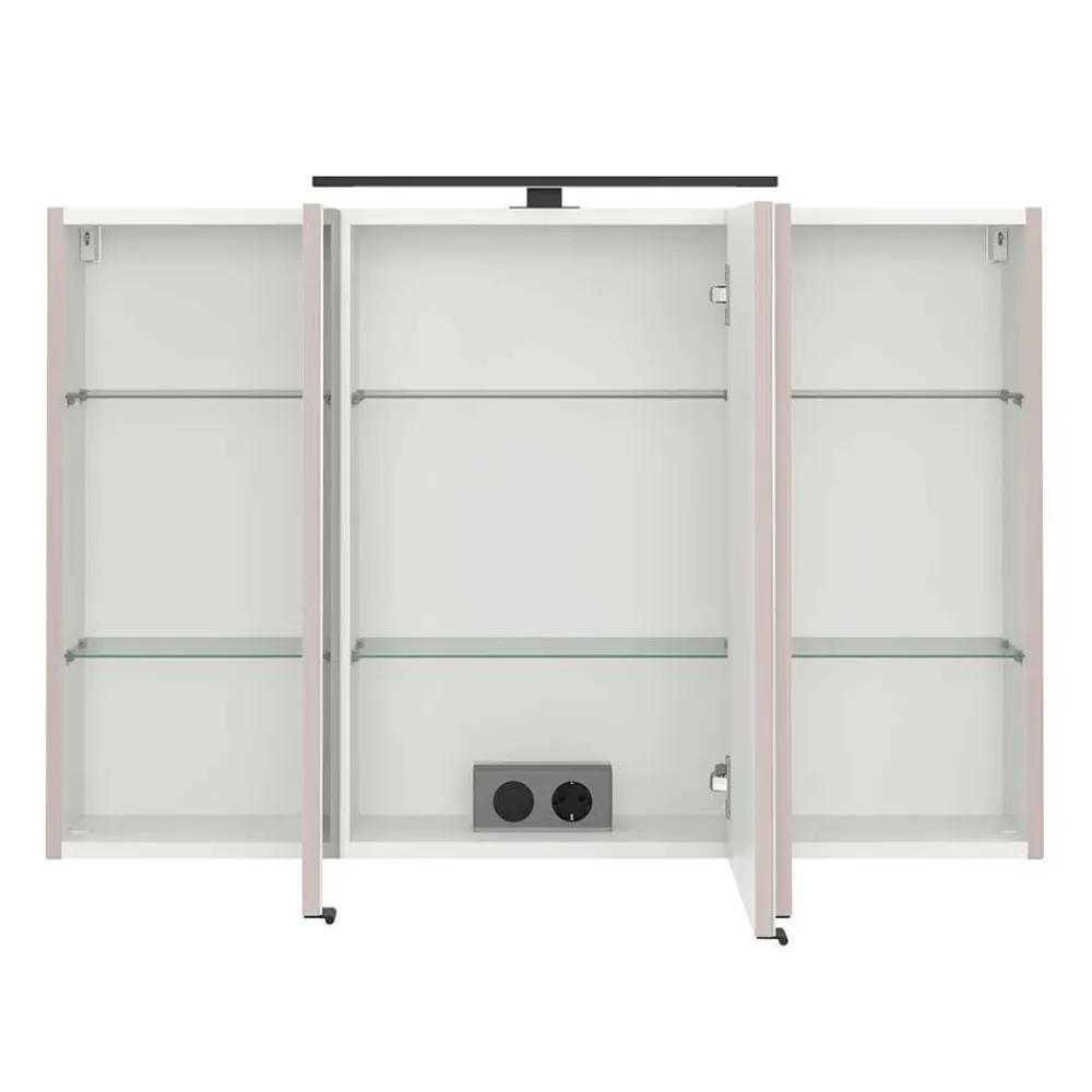 Wohnen Bad-Spiegelschränke*Hellgrauer Bad-Spiegelschrank 3-türig - Adendras