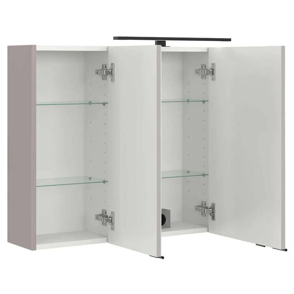 Wohnen Bad-Spiegelschränke*Hellgrauer Bad-Spiegelschrank 3-türig - Adendras