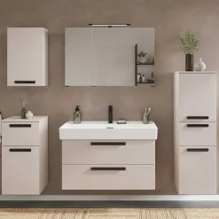 Wohnen Bad-Spiegelschränke*Hellgrauer Bad-Spiegelschrank 3-türig - Adendras