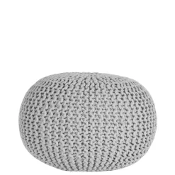 Wohnen Skandinavische Möbel|Sessel & Hocker*Hellgrauer Hocker mit Strickstoff Bezug - Udjaca