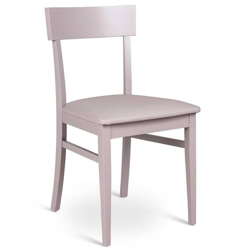 Wohnen Hellgrauer Holzstuhl Buche massiv Kingston mit Sitz Kunstleder (2er Set)