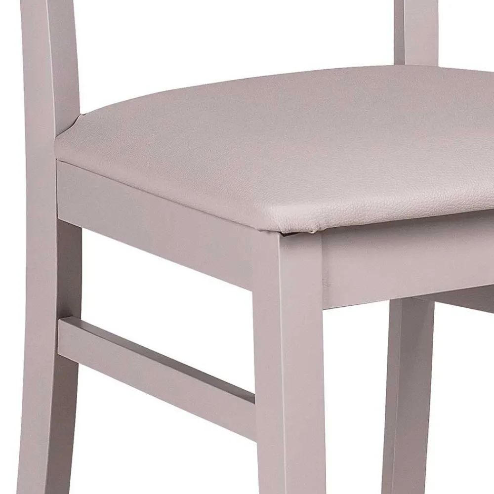 Wohnen Hellgrauer Holzstuhl Buche massiv Kingston mit Sitz Kunstleder (2er Set)