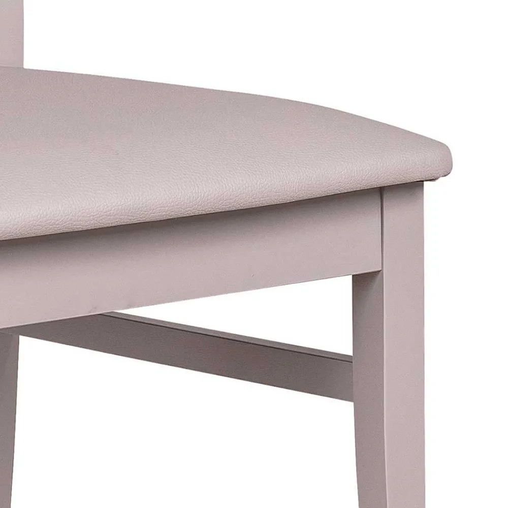 Wohnen Hellgrauer Holzstuhl Buche massiv Kingston mit Sitz Kunstleder (2er Set)