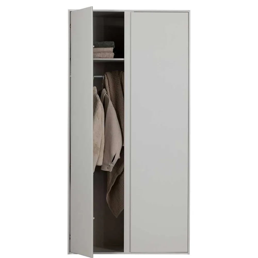 Wohnen Naturholzmöbel|Massivholzmöbel*Hellgrauer Kleiderschrank in modernem Design - Bai