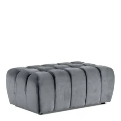 Wohnen Hellgrauer Polsterhocker mit Samtbezug - Grosky