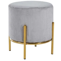 Wohnen Hellgrauer Polsterhocker mit Cord Bezug - Promo