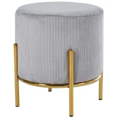 Wohnen Hellgrauer Polsterhocker mit Cord Bezug - Promo