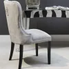 Wohnen Küchenstühle|Esszimmerstühle*Hellgrauer Polsterstuhl mit Knöpfen & Nieten - Hokulani
