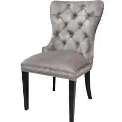 Wohnen Küchenstühle|Esszimmerstühle*Hellgrauer Polsterstuhl mit Knöpfen & Nieten - Hokulani