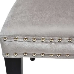 Wohnen Küchenstühle|Esszimmerstühle*Hellgrauer Polsterstuhl mit Knöpfen & Nieten - Hokulani