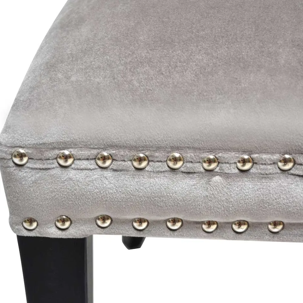 Wohnen Küchenstühle|Esszimmerstühle*Hellgrauer Polsterstuhl mit Knöpfen & Nieten - Hokulani