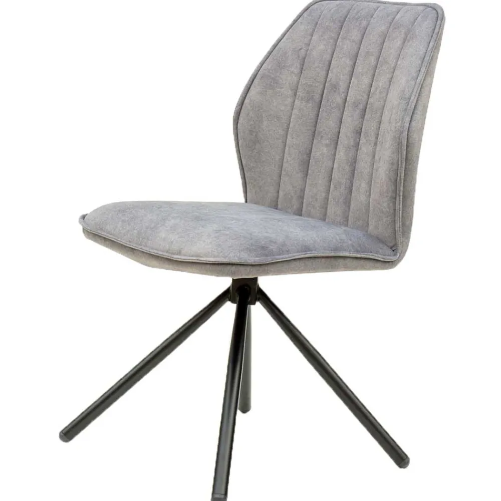 Wohnen Schwarze Möbel|Graue Möbel*Hellgrauer Polsterstuhl mit Metallgestell - Nynos (2er Set)