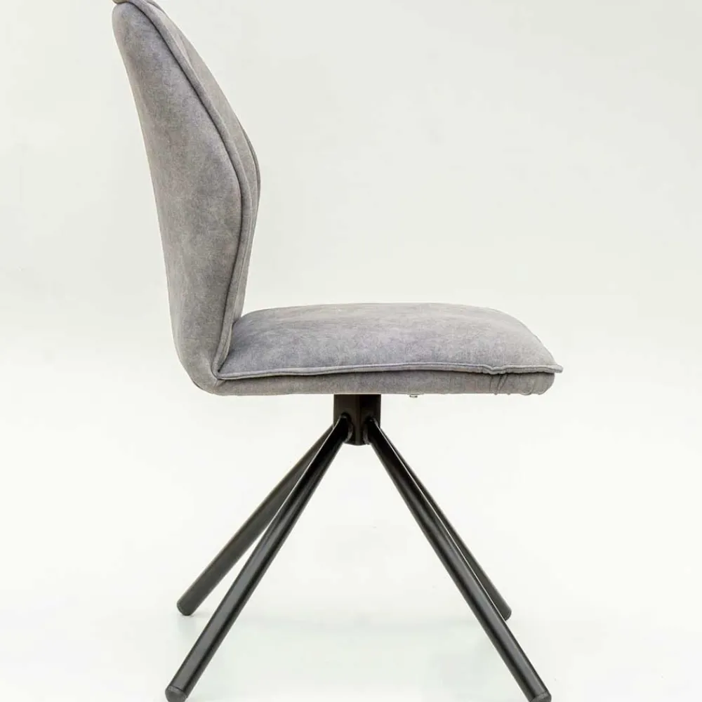 Wohnen Schwarze Möbel|Graue Möbel*Hellgrauer Polsterstuhl mit Metallgestell - Nynos (2er Set)