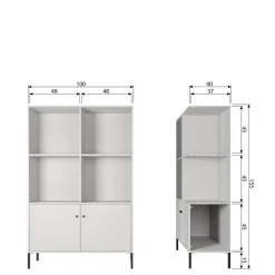 Wohnen Hellgrauer Schrank mit vier Fächern - Rocca