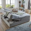 Wohnen Betten|Betten*Hellgraues Stoffbett ohne Kopfteil mit Bettkasten - Craig