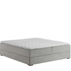 Wohnen Betten|Betten*Hellgraues Stoffbett ohne Kopfteil mit Bettkasten - Craig