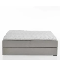 Wohnen Betten|Betten*Hellgraues Stoffbett ohne Kopfteil mit Bettkasten - Craig