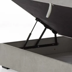 Wohnen Betten|Betten*Hellgraues Stoffbett ohne Kopfteil mit Bettkasten - Craig