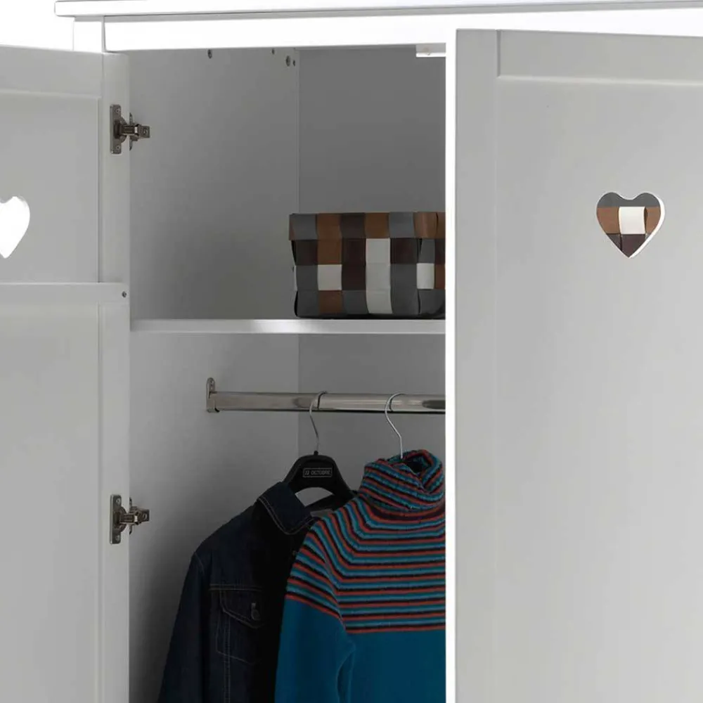 Wohnen Kinderzimmer Komplett|Kindermöbel*Herz Design Kinderzimmer in Weiß - Grandory (dreiteilig)