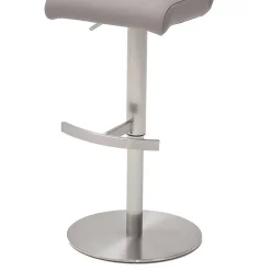 Wohnen Barhocker|Hocker*Höhenverstellbarer Barstuhl in Hellgrau Kunstleder Olivera & Edelstahl