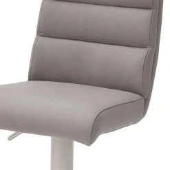 Wohnen Barhocker|Hocker*Höhenverstellbarer Barstuhl in Hellgrau Kunstleder Olivera & Edelstahl