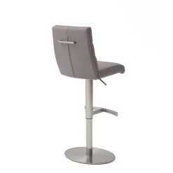 Wohnen Barhocker|Hocker*Höhenverstellbarer Barstuhl in Hellgrau Kunstleder Olivera & Edelstahl