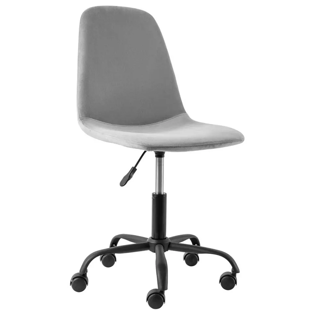 Wohnen Bürostühle*Höhenverstellbarer Bürostuhl in Hellgrau Samt - Renato