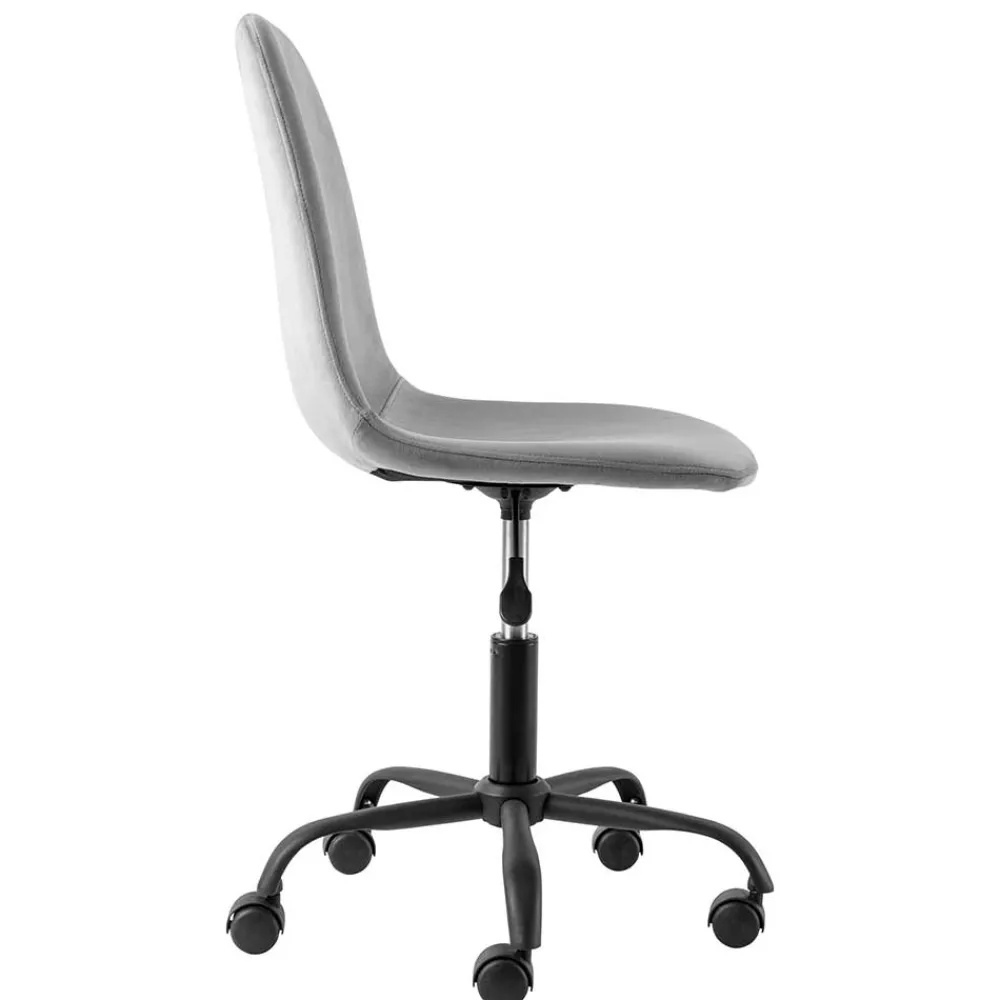 Wohnen Bürostühle*Höhenverstellbarer Bürostuhl in Hellgrau Samt - Renato