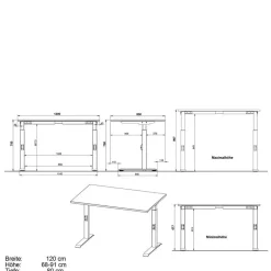 Wohnen Graue Möbel|Bürotische*Höhenverstellbarer Bürotisch in vier Größen - Tila