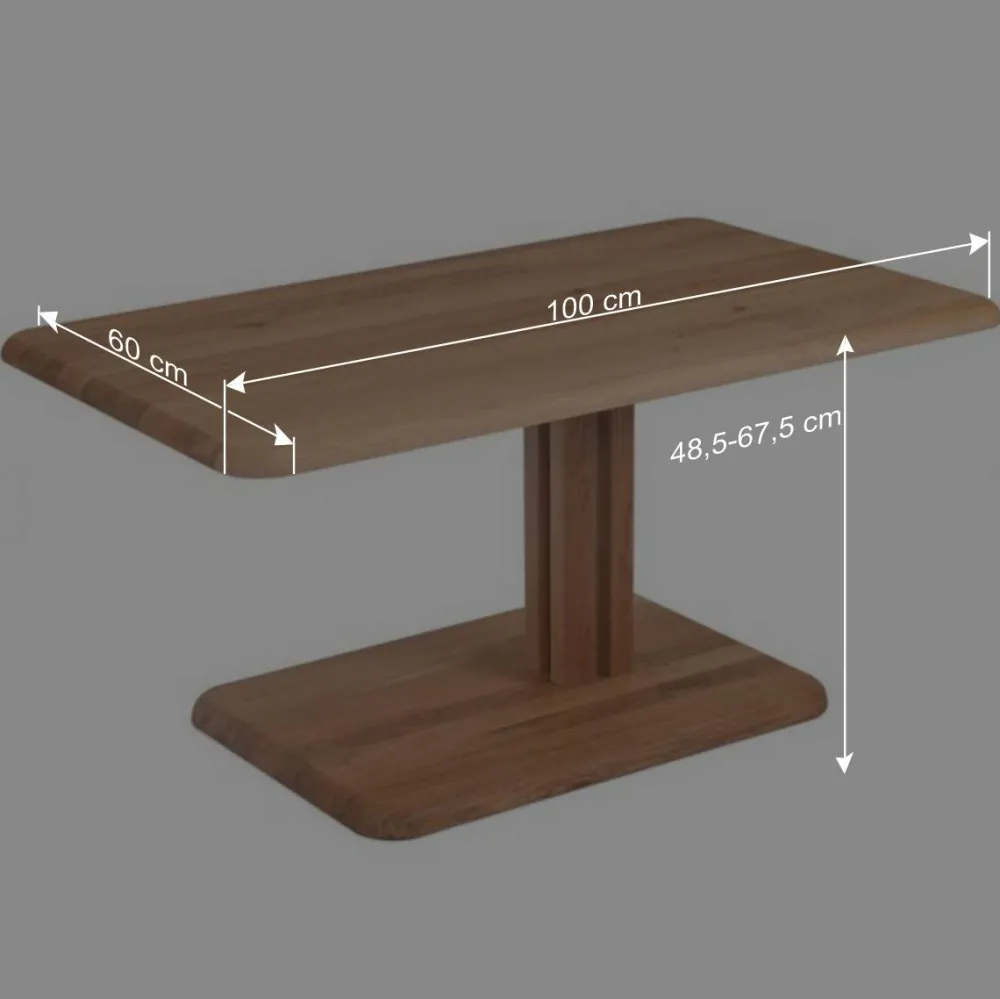 Wohnen Massivholzmöbel|Tische*Höhenverstellbarer Couchtisch aus Wildeiche Bianco - Cary