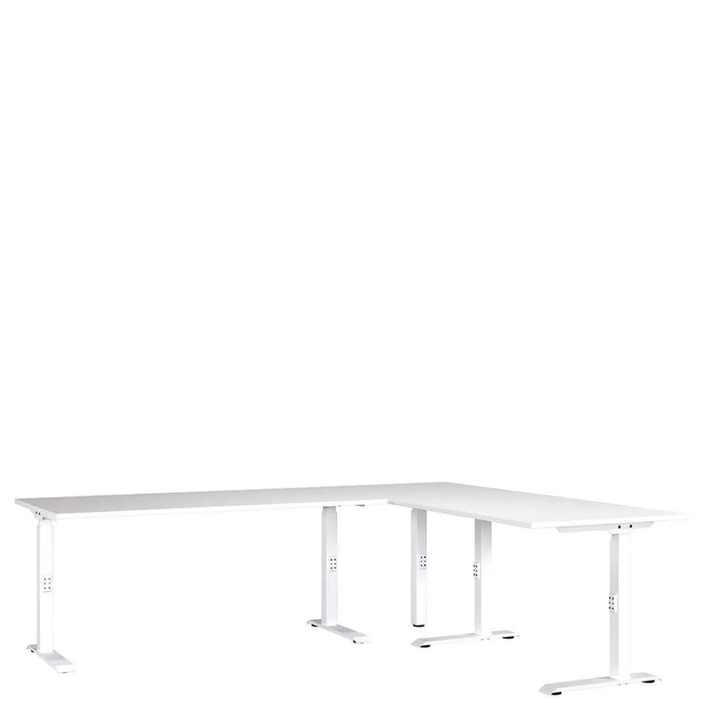 Wohnen Höhenverstellbarer Eckschreibtisch in Weiß - Sparkle