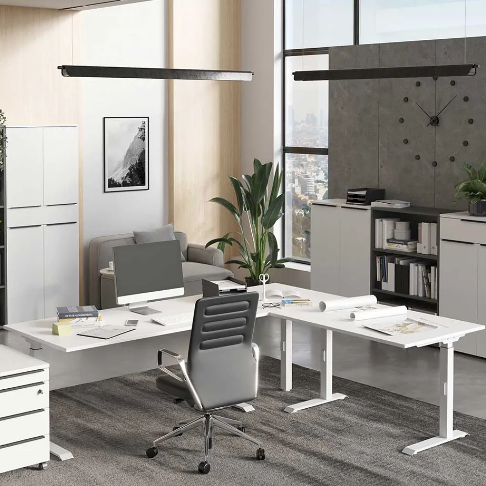 Wohnen Höhenverstellbarer Eckschreibtisch in Weiß - Sparkle