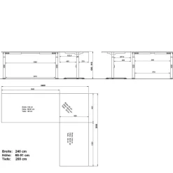 Wohnen Höhenverstellbarer Eckschreibtisch in Weiß - Sparkle