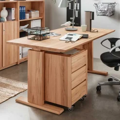 Wohnen Bürotische*Höhenverstellbarer Holz-Schreibtisch aus Kernbuche - Senklas