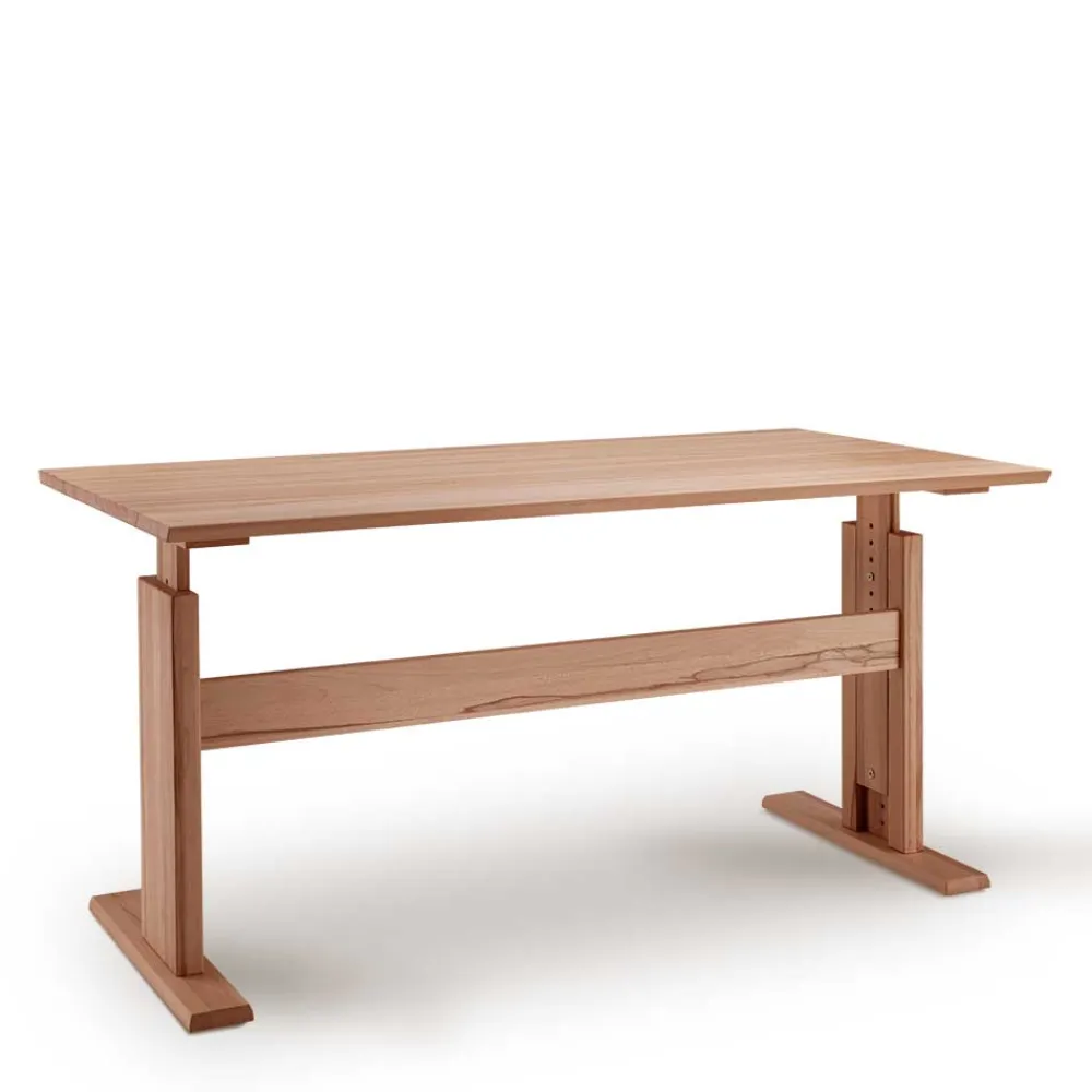 Wohnen Bürotische*Höhenverstellbarer Holz-Schreibtisch aus Kernbuche - Senklas