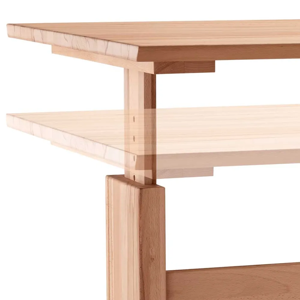 Wohnen Bürotische*Höhenverstellbarer Holz-Schreibtisch aus Kernbuche - Senklas