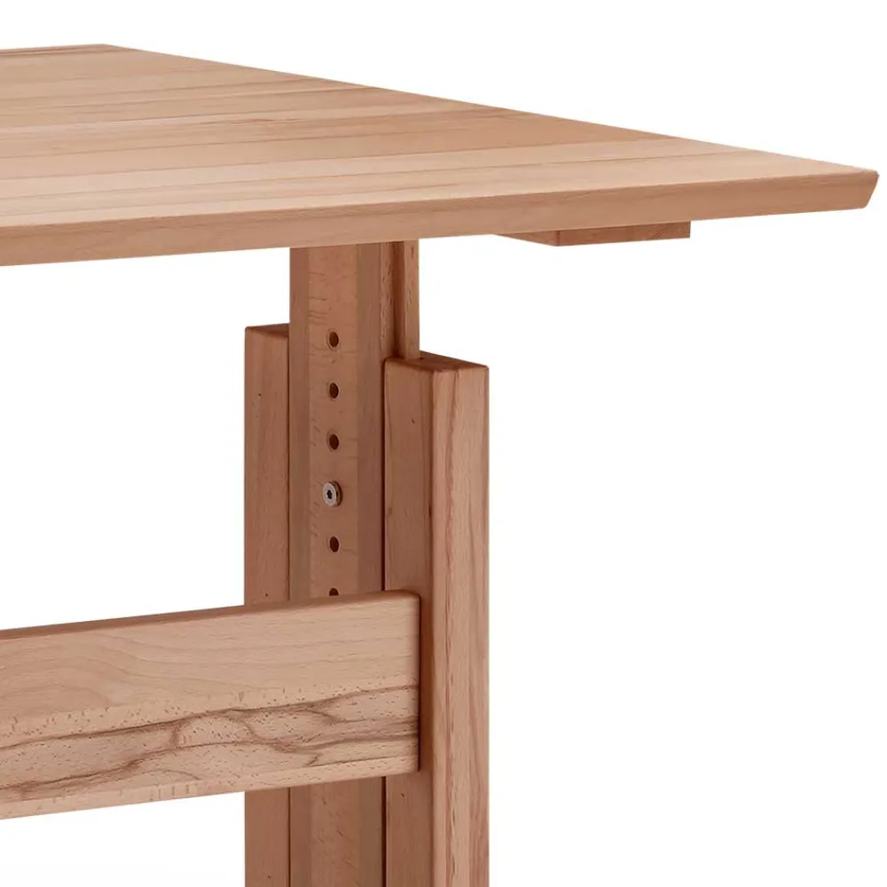 Wohnen Bürotische*Höhenverstellbarer Holz-Schreibtisch aus Kernbuche - Senklas