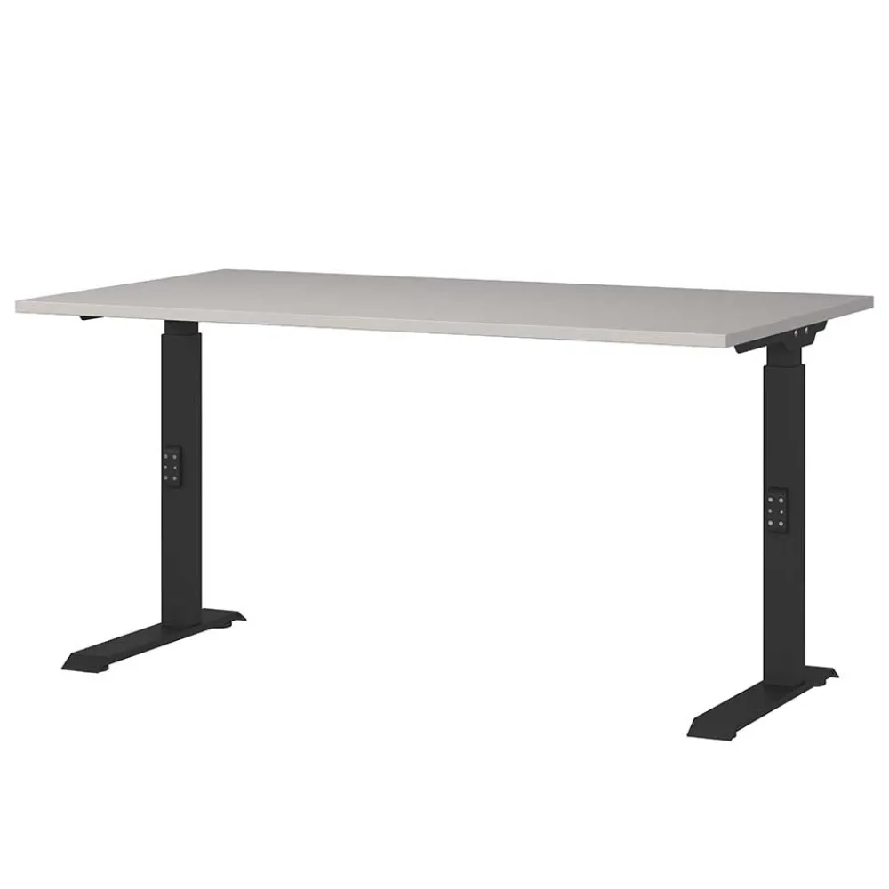 Wohnen Schwarze Möbel|Tische*Höhenverstellbarer Officetisch in Hellgrau - Great