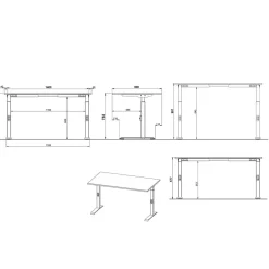 Wohnen Schwarze Möbel|Tische*Höhenverstellbarer Officetisch in Hellgrau - Great