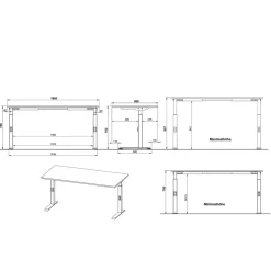 Wohnen Schwarze Möbel|Tische*Höhenverstellbarer Officetisch in Hellgrau - Great