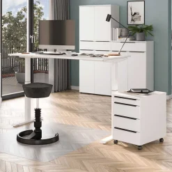 Wohnen Bürotische*Höhenverstellbarer Officetisch in Weiß - Sparkle (zweiteilig)