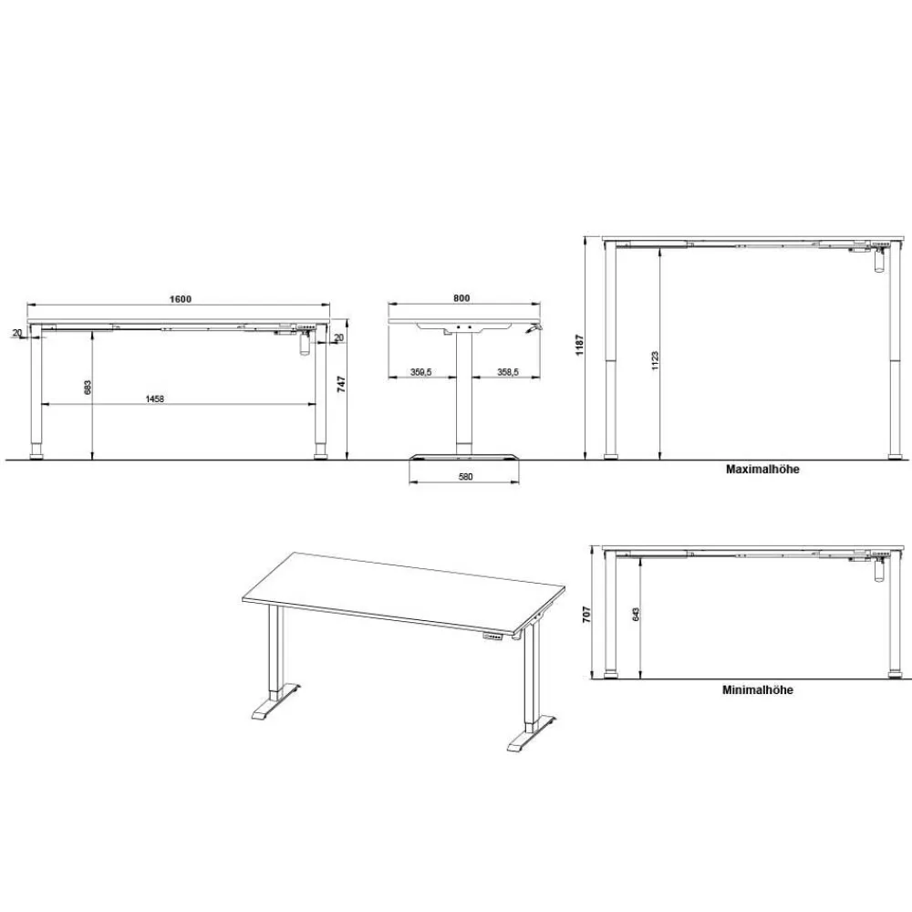 Wohnen Höhenverstellbarer Schreibtisch elektrisch - Calumja