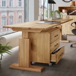 Wohnen Naturholzmöbel|Tische*Höhenverstellbarer Schreibtisch aus Wildeiche - Rosenna